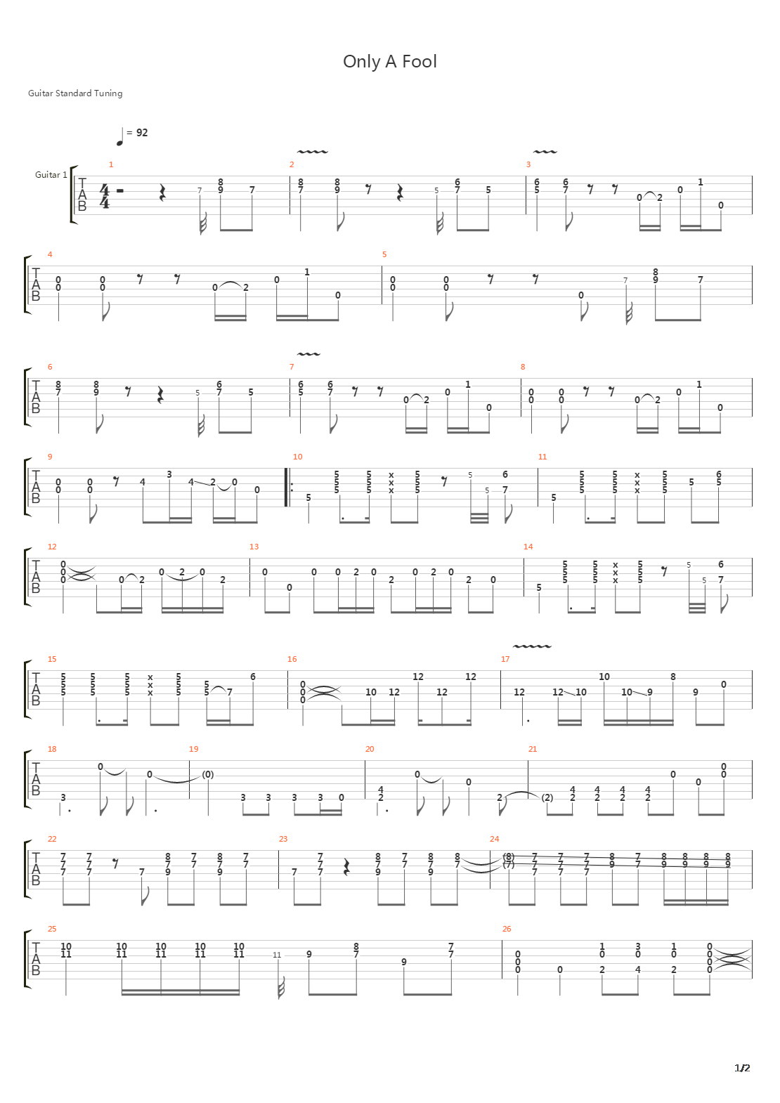 Only A Fool吉他谱