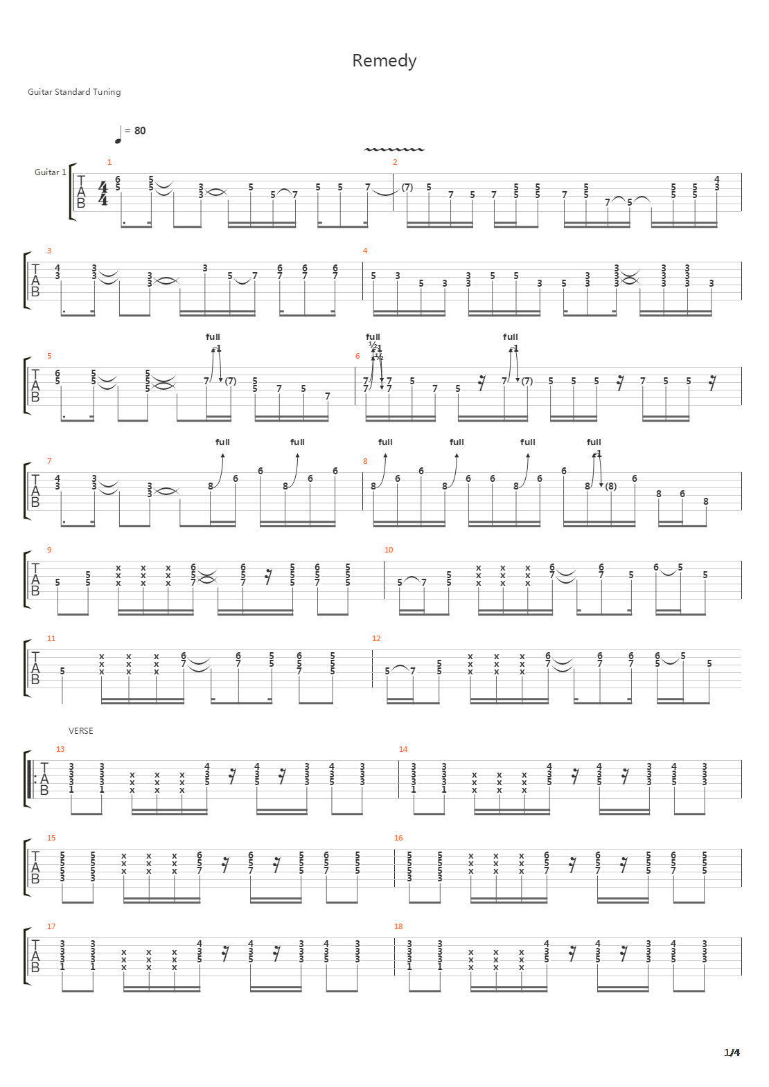 Remedy吉他谱