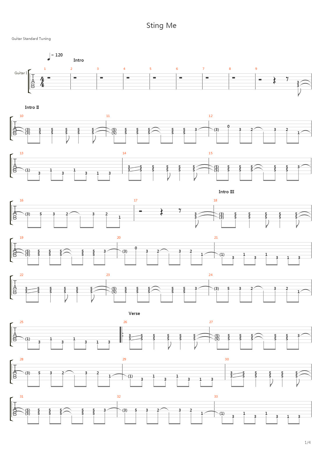 Sting Me吉他谱