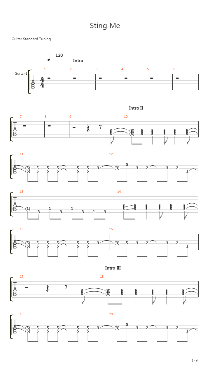 Sting Me吉他谱