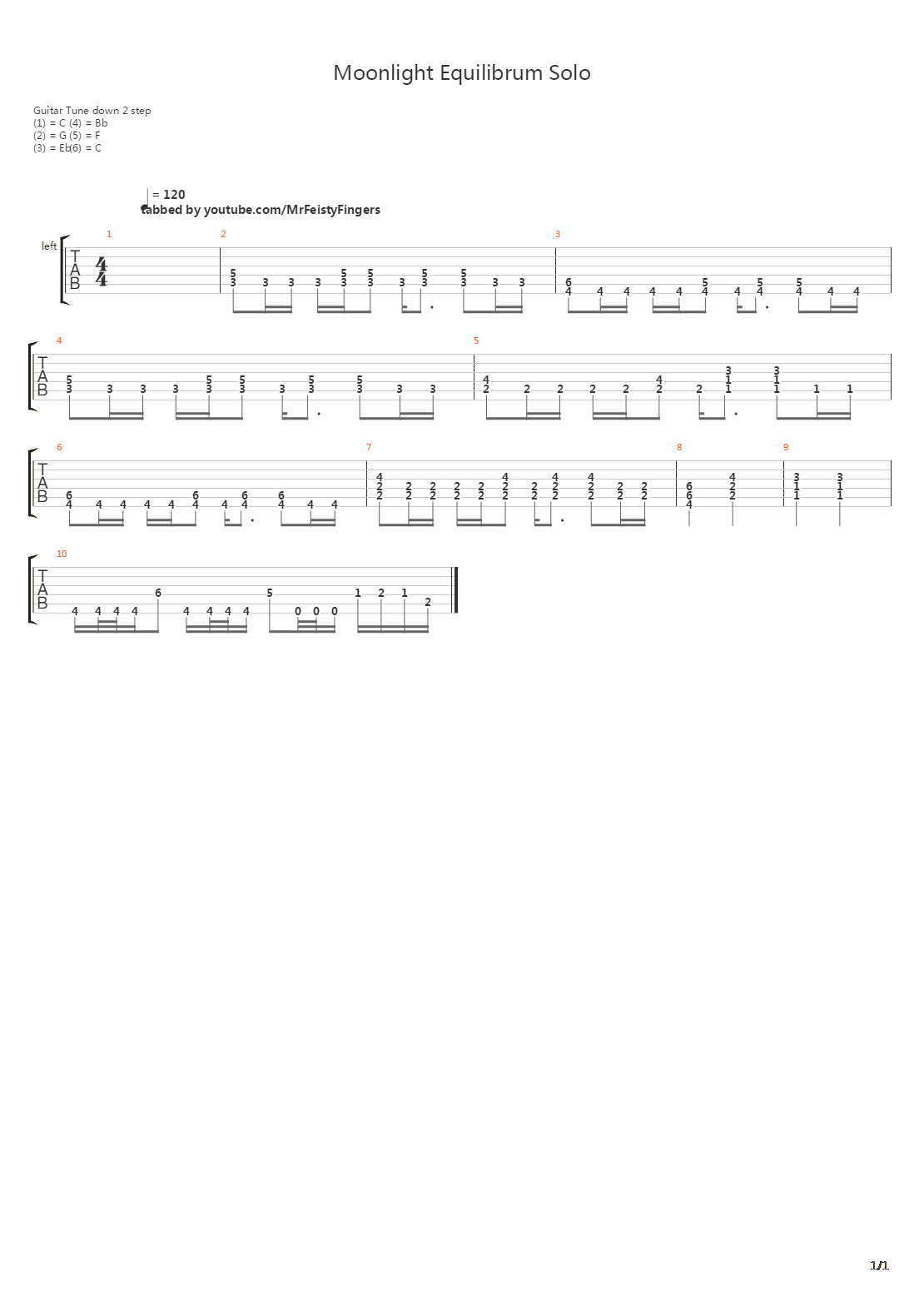 Moonlight Equilibrum (Solo Played by MrFeistyFingers)吉他谱