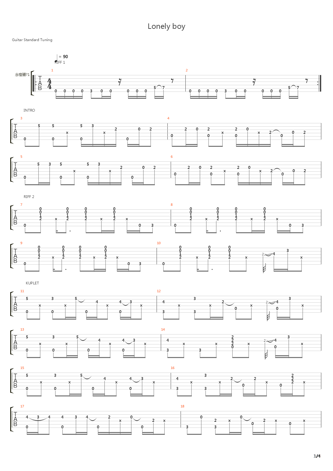 Lonely Boy吉他谱
