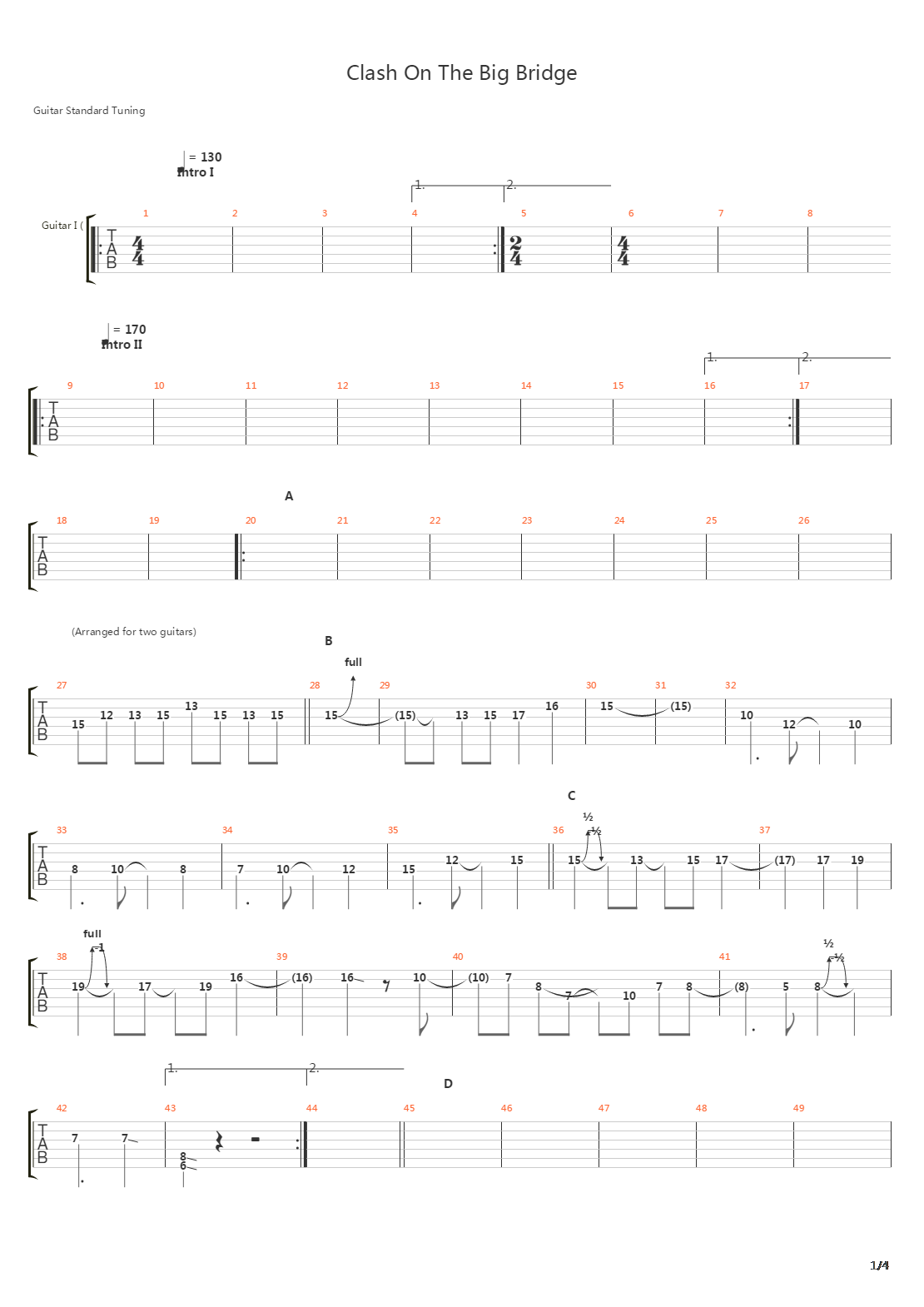 Clash On The Big Bridge吉他谱