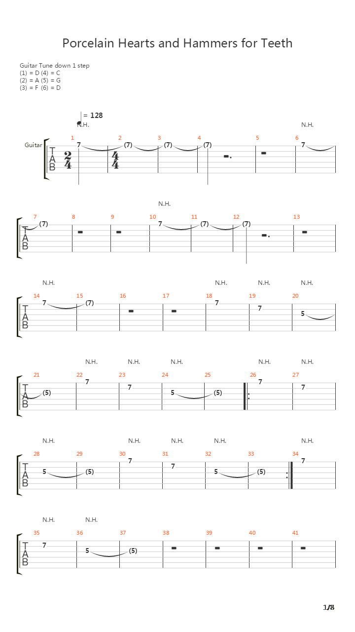 Porcelain Hearts And Hammers For Teeth吉他谱