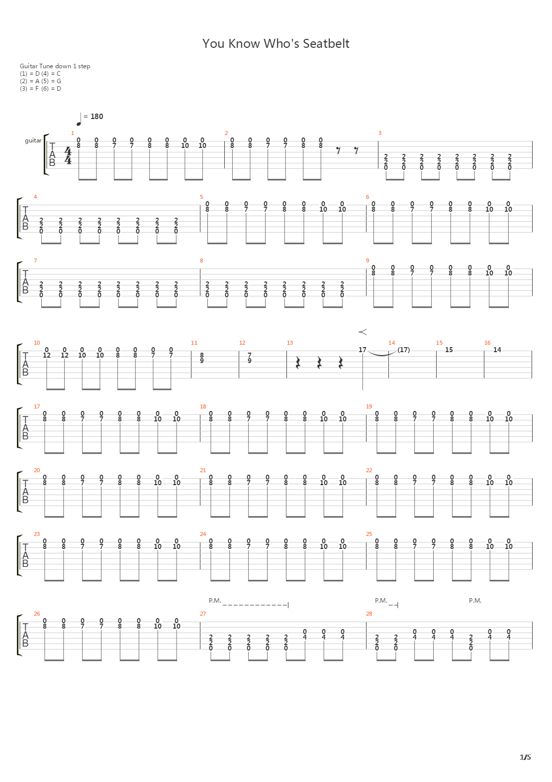 You Know Who's Seatbelt吉他谱