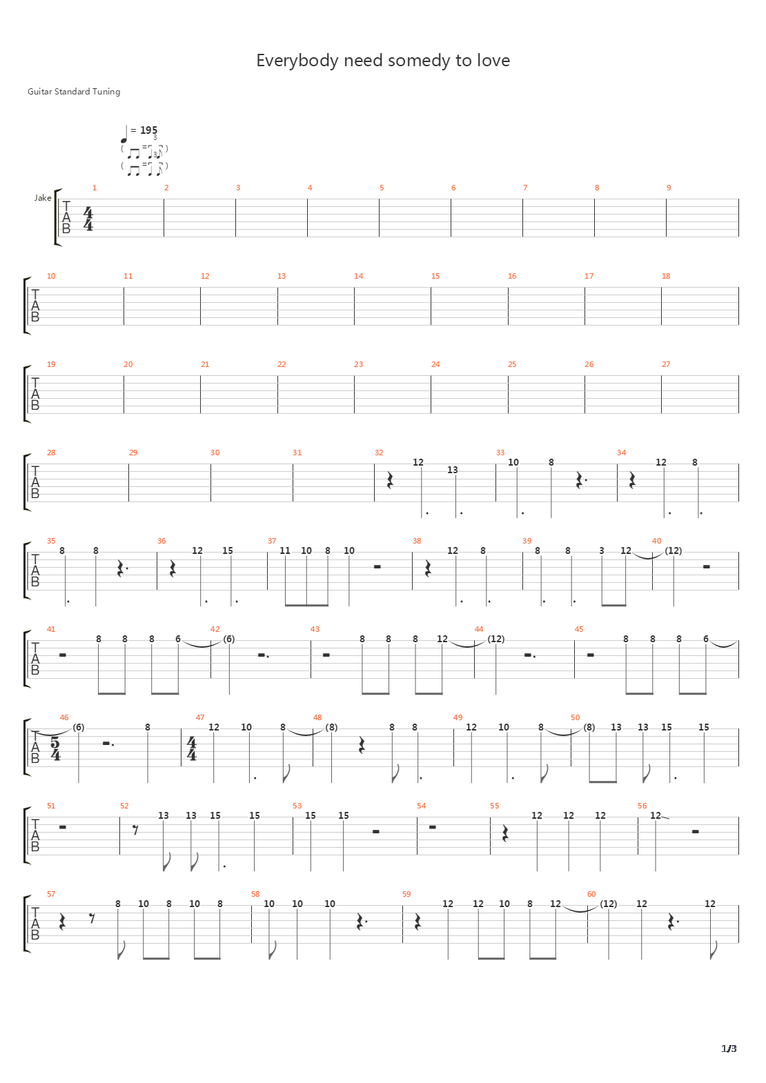 Everybody Needs Somebody To Love吉他谱