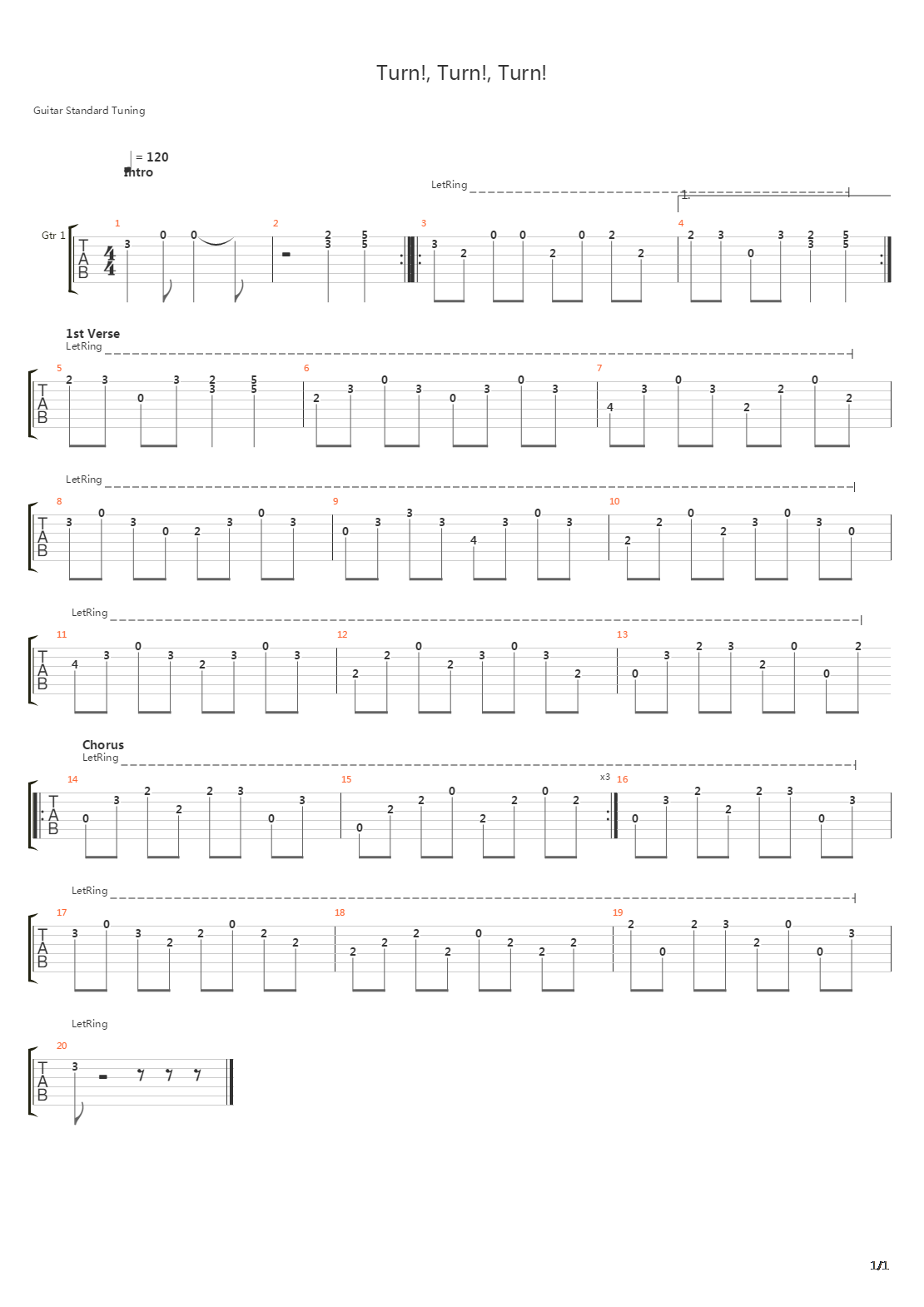 Turn, Turn, Turn吉他谱