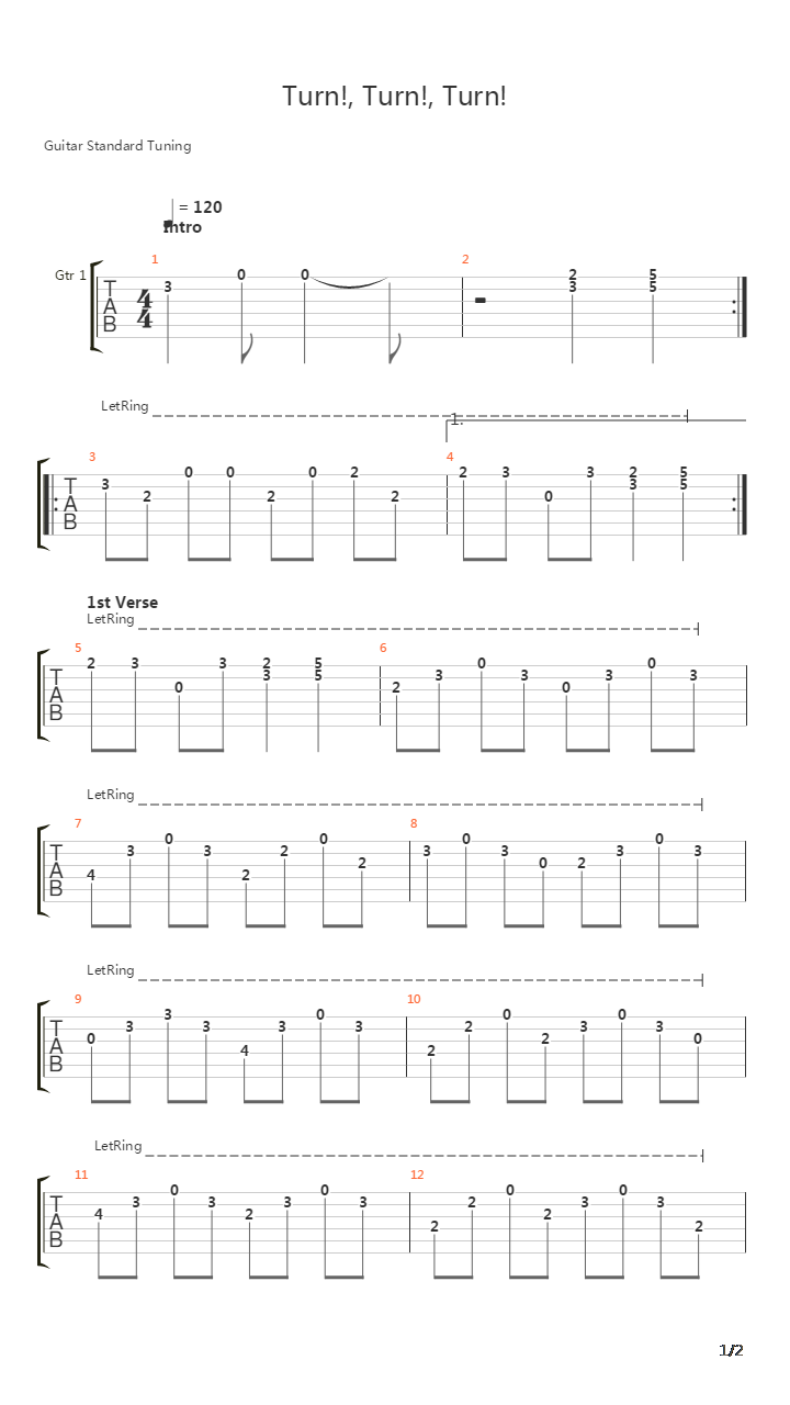 Turn, Turn, Turn吉他谱