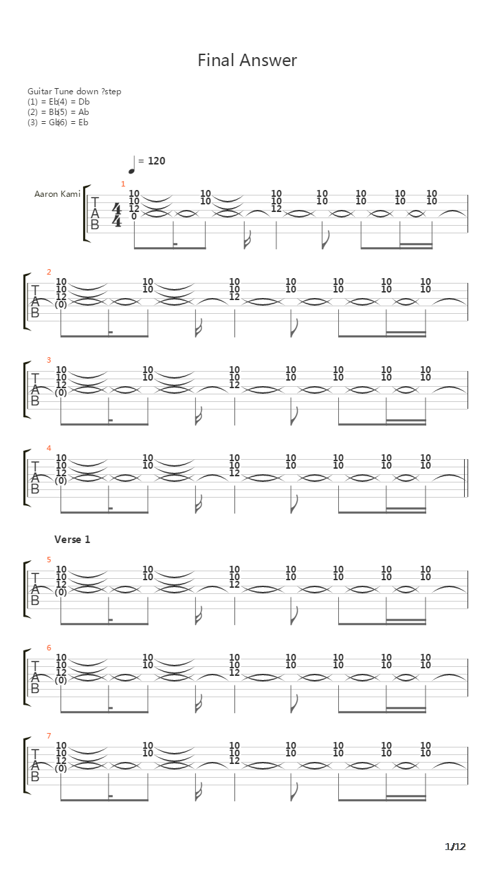 Final Answer吉他谱