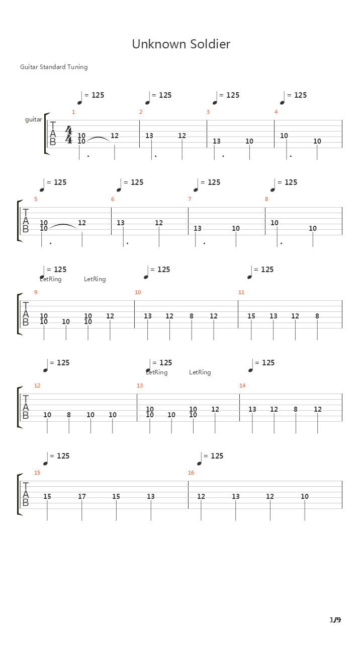 Unknown Soldier吉他谱