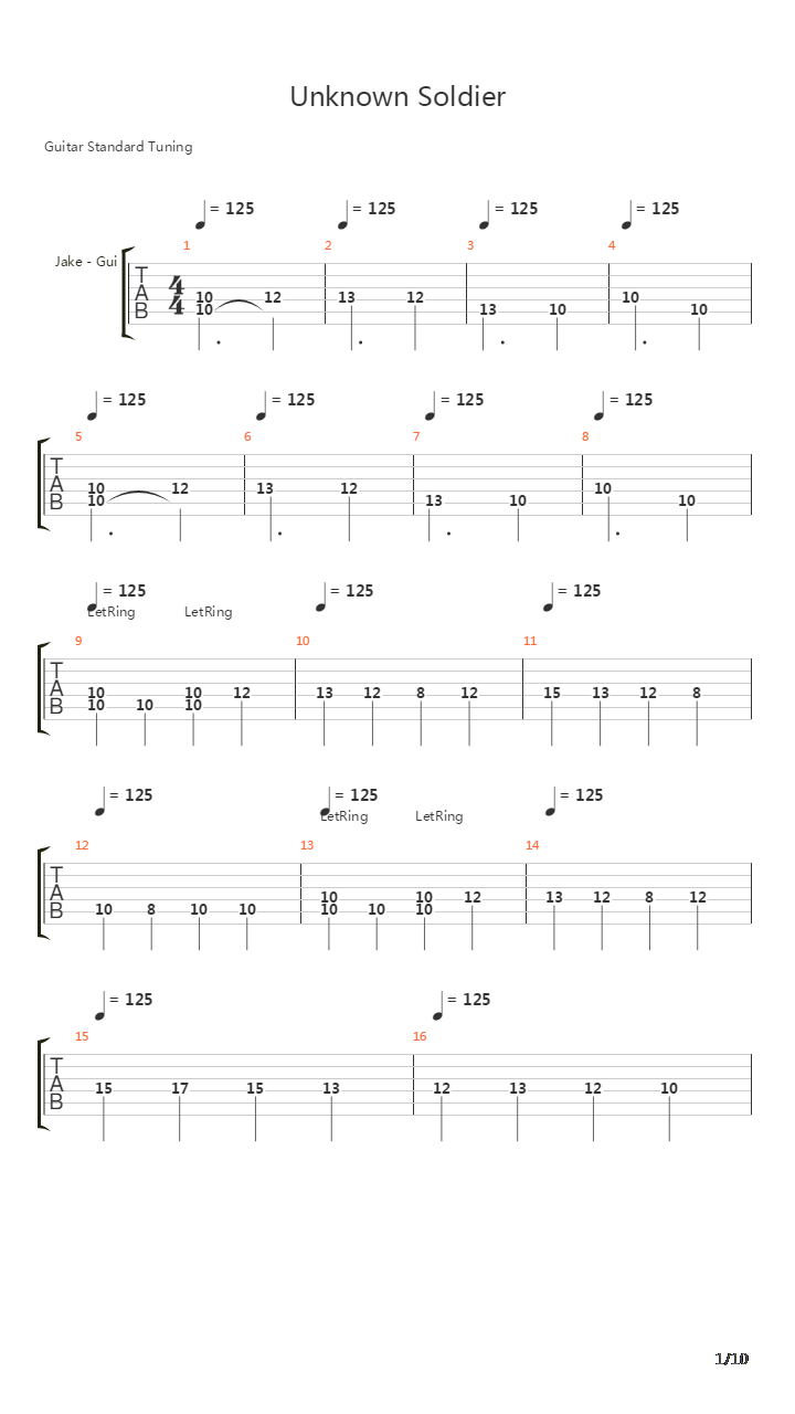 Unknown Soldier吉他谱