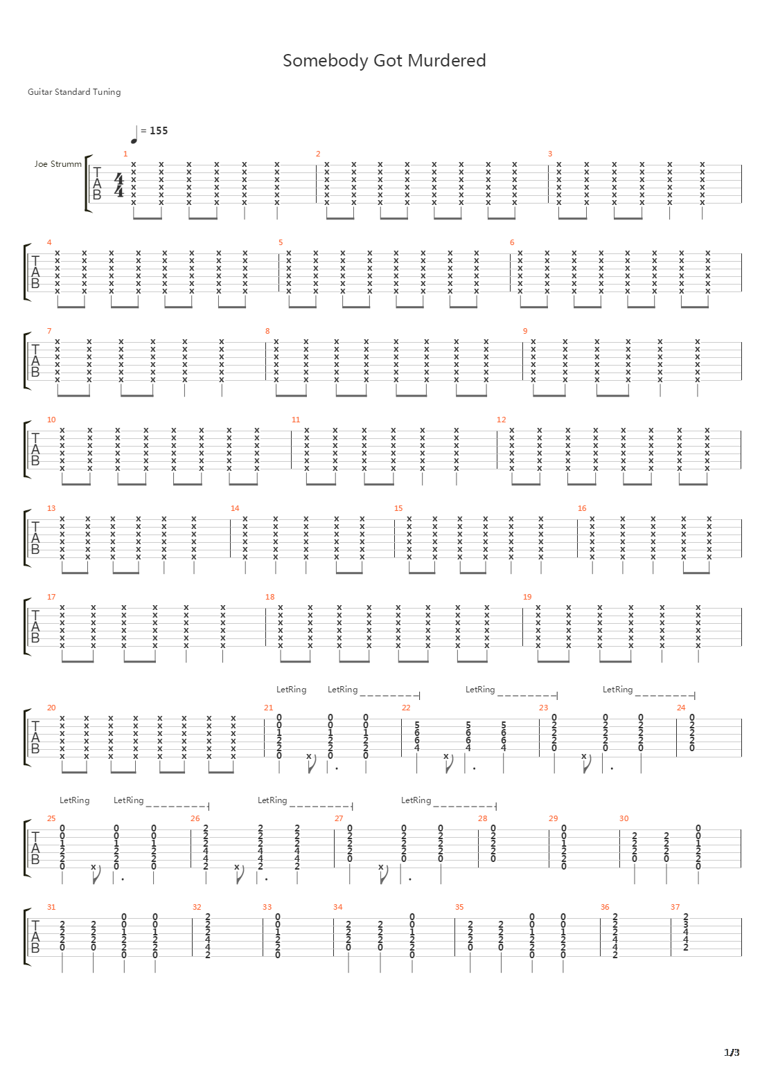 Somebody Got Murdered吉他谱