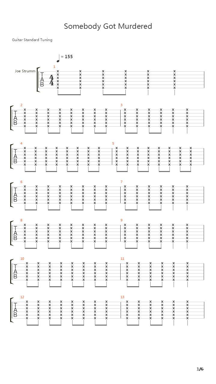 Somebody Got Murdered吉他谱