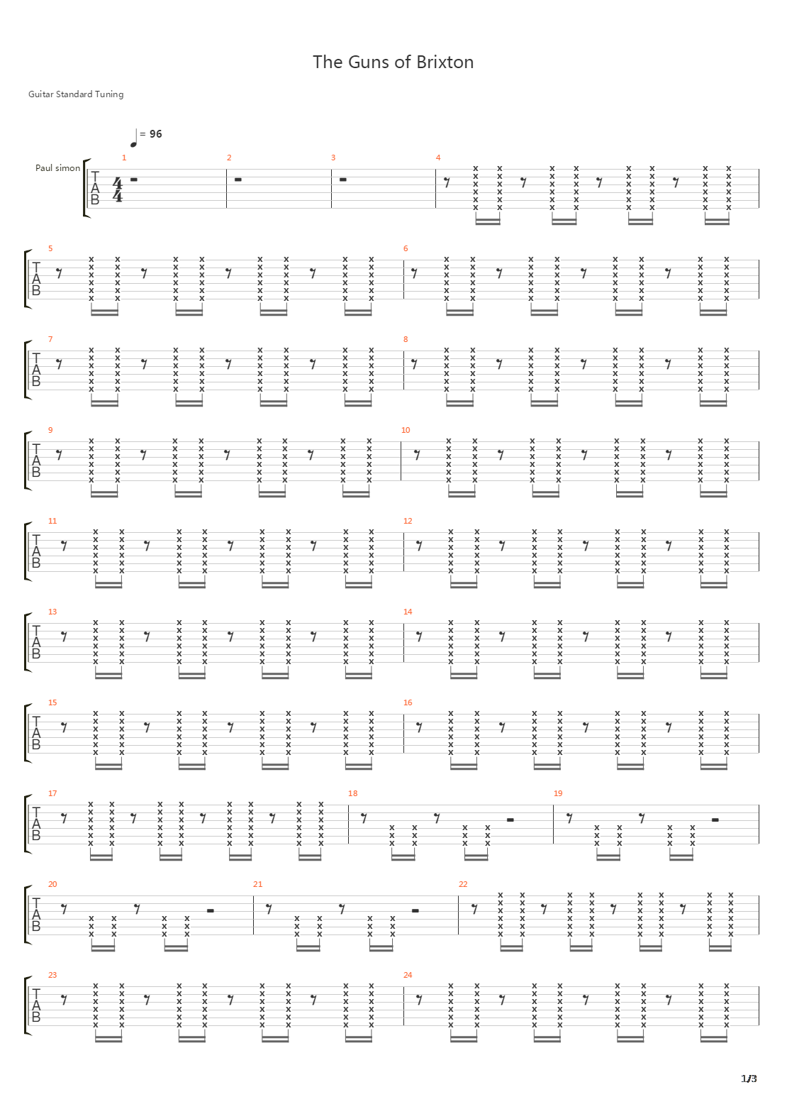 The Guns Of Brixton吉他谱