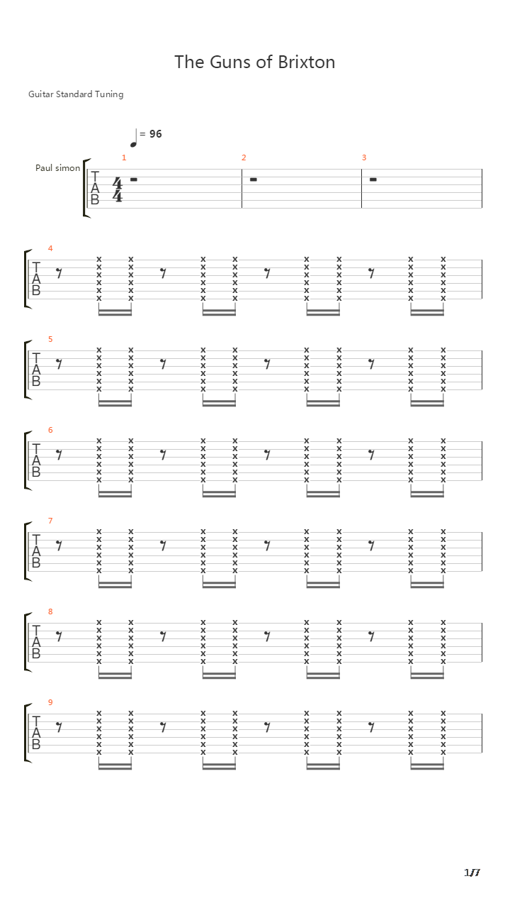 The Guns Of Brixton吉他谱