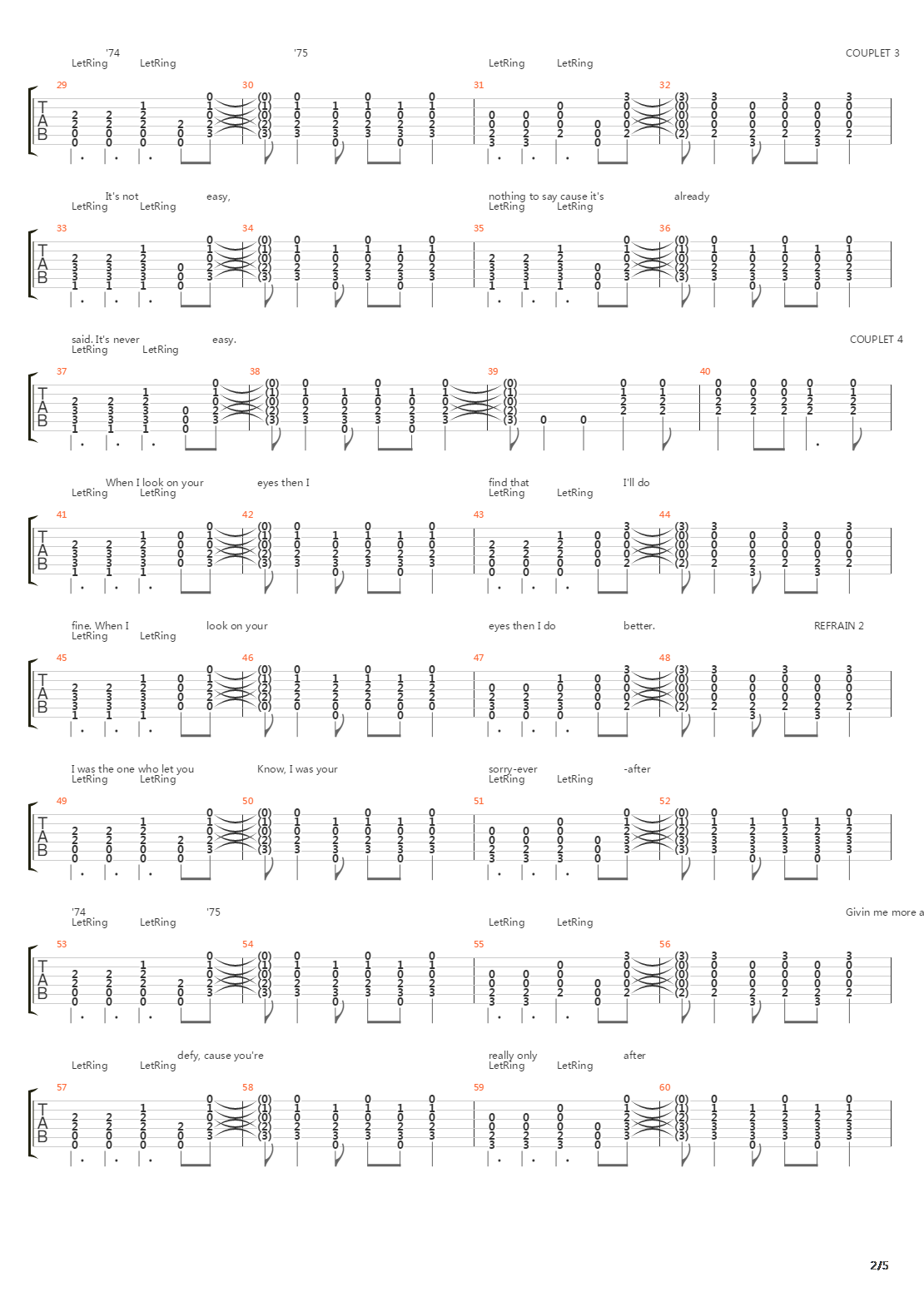 74-75吉他谱