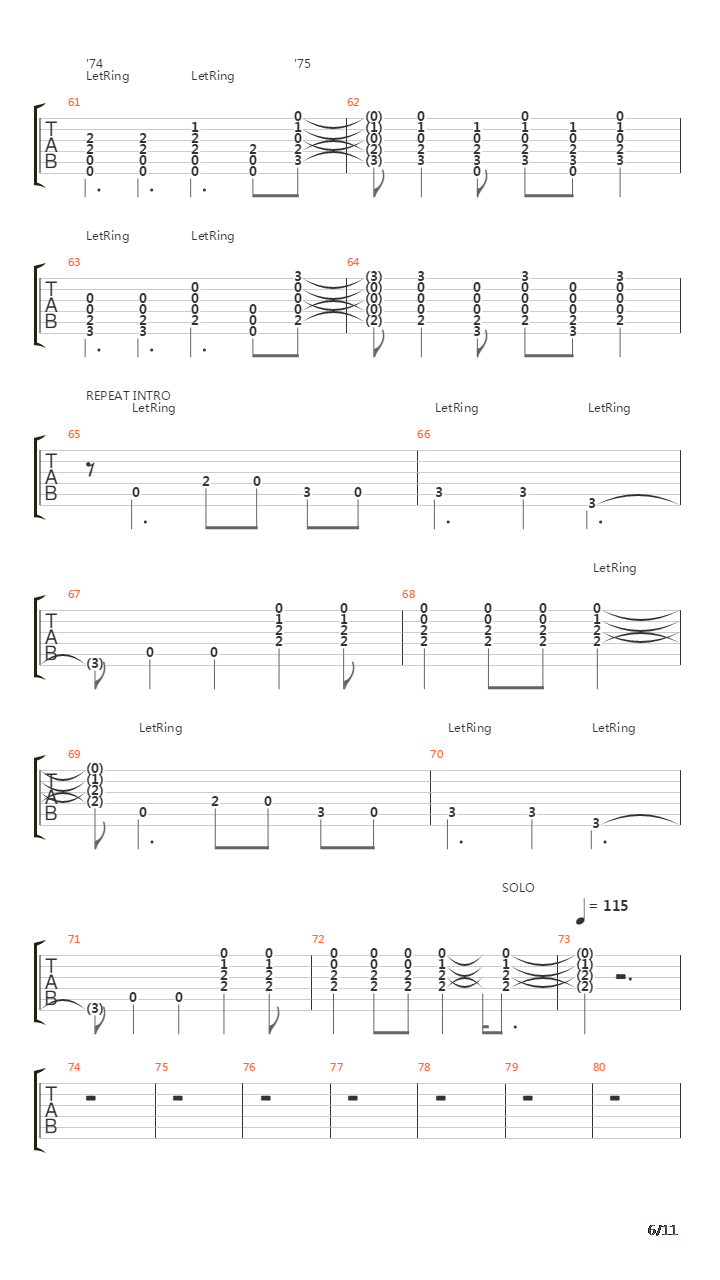 74-75吉他谱