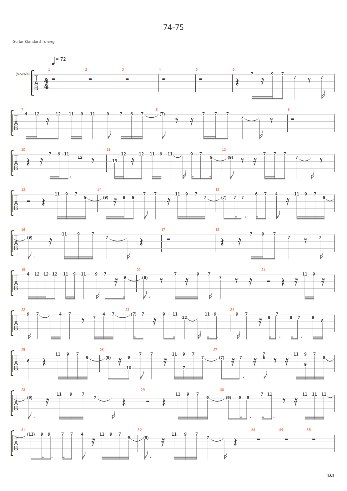 74-75吉他谱