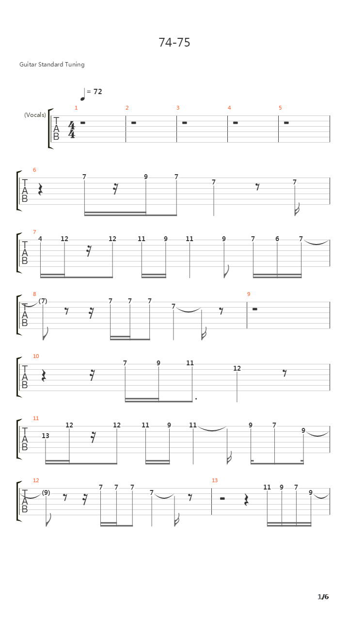 74-75吉他谱