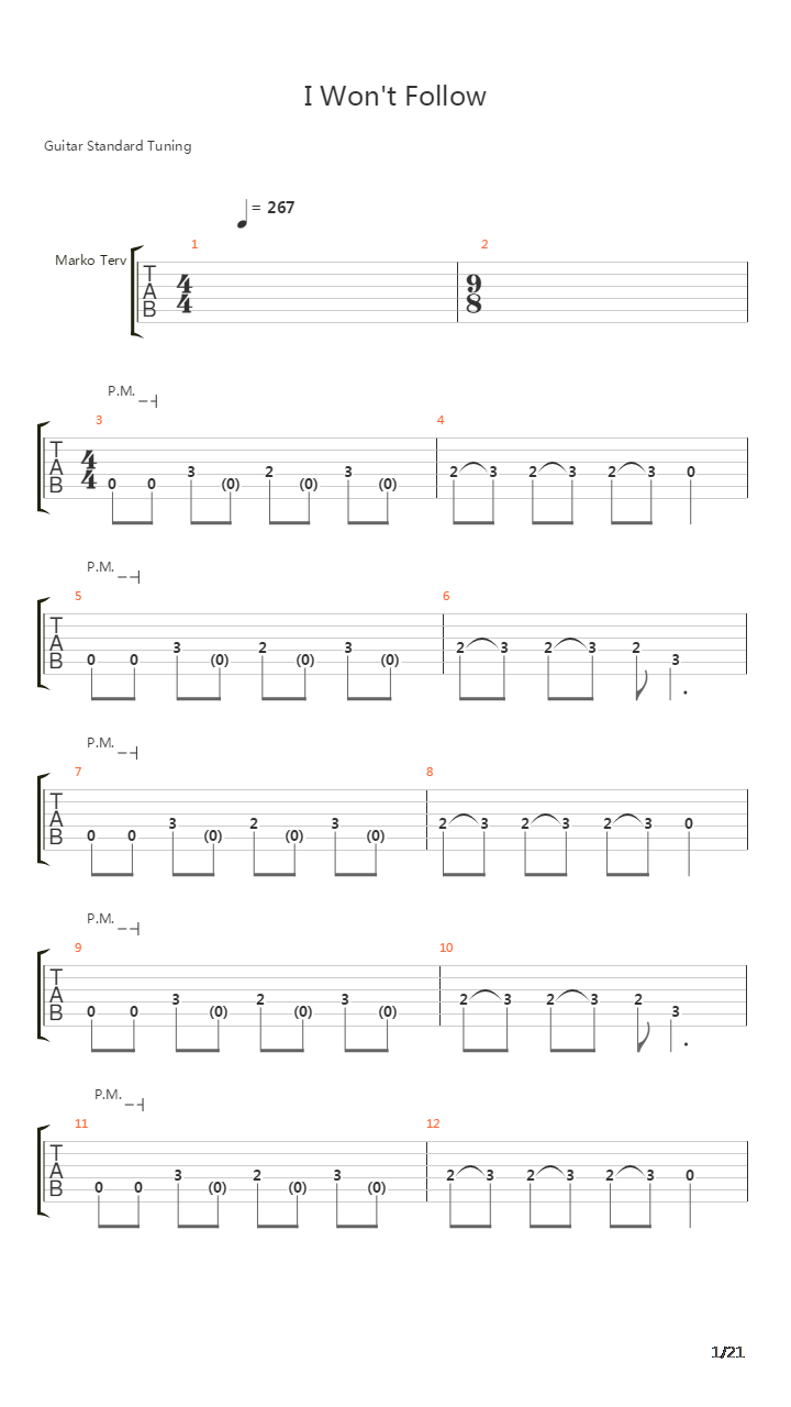 I Won't Follow吉他谱