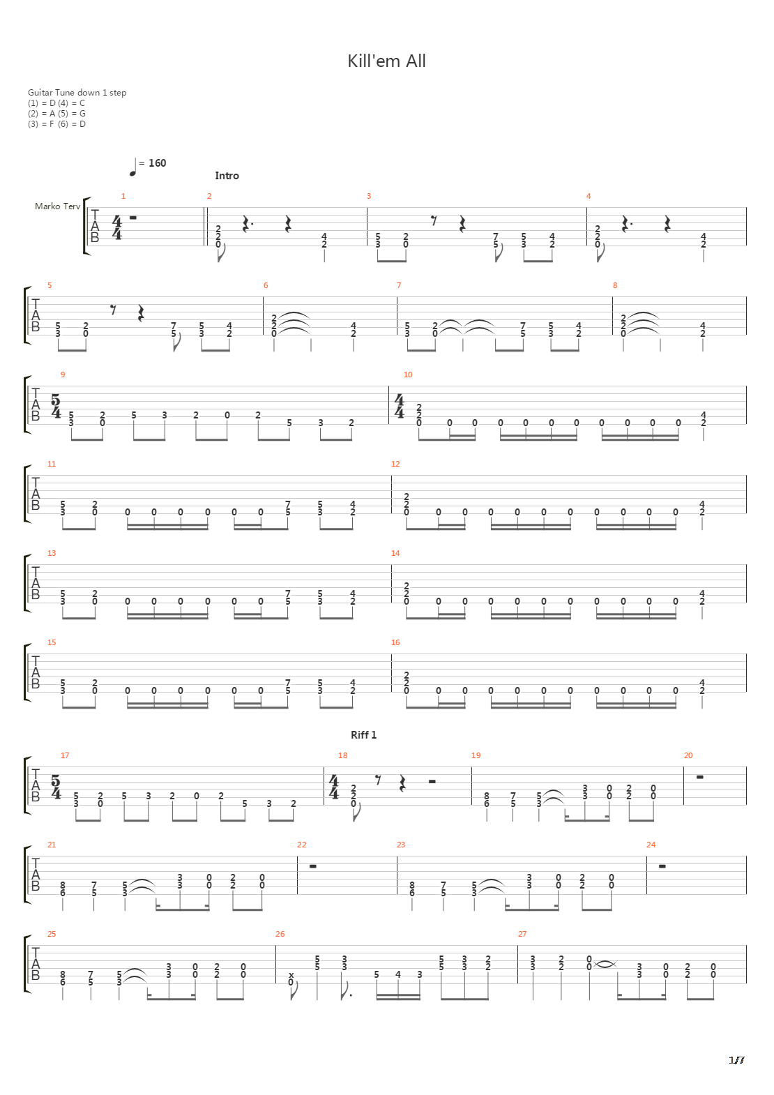 Kill'em All吉他谱