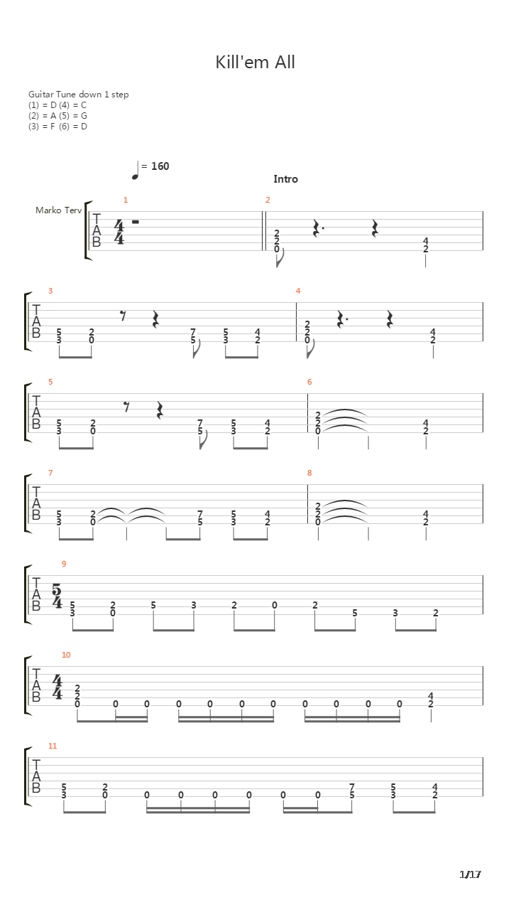 Kill'em All吉他谱