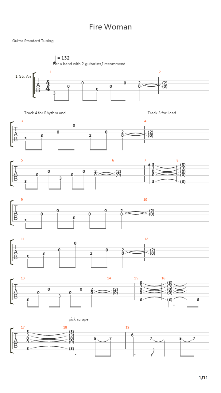 Fire Woman吉他谱