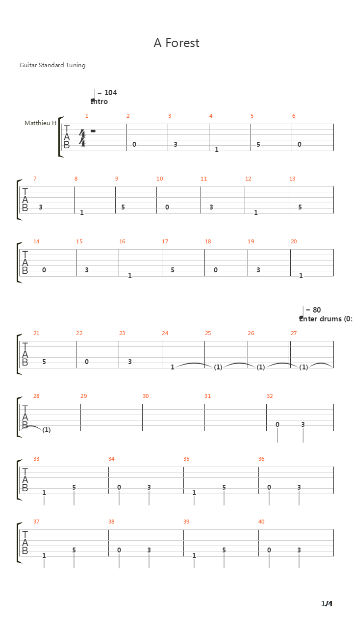 A Forest吉他谱