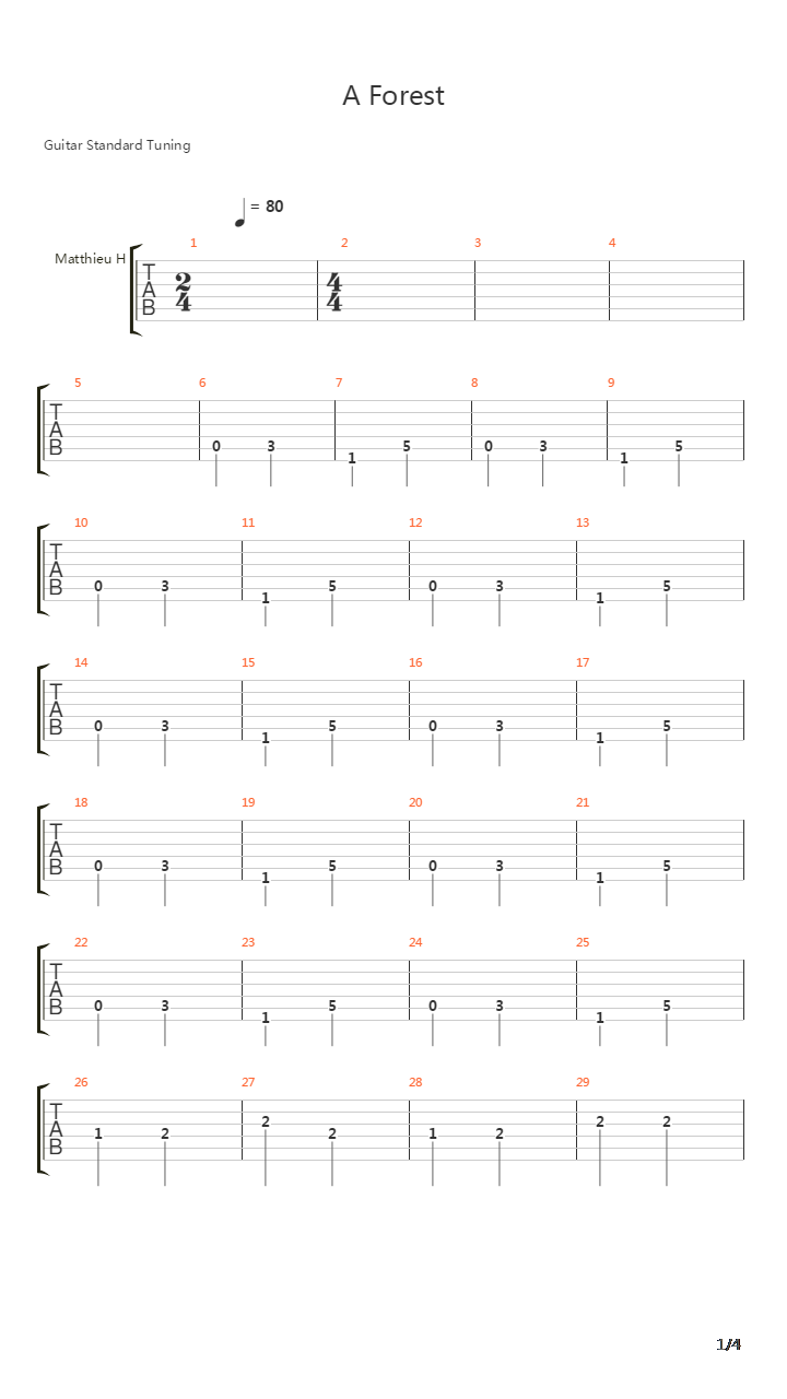 A Forest吉他谱