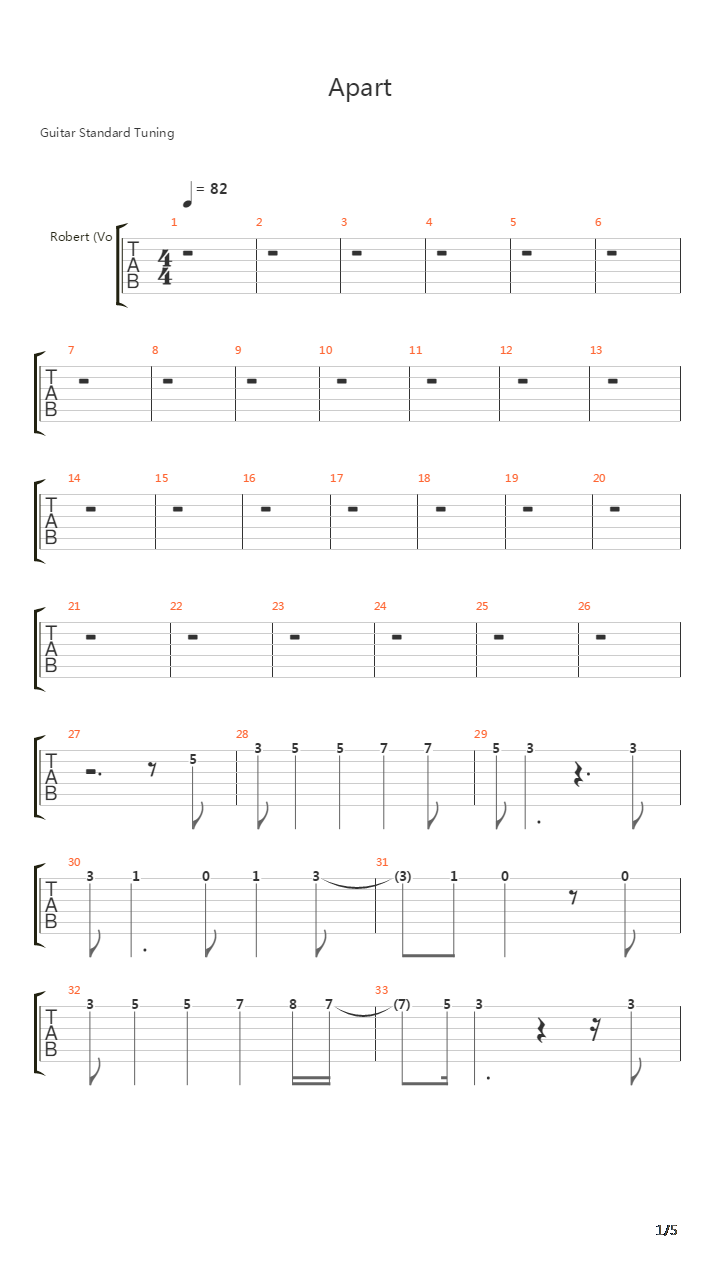Apart吉他谱