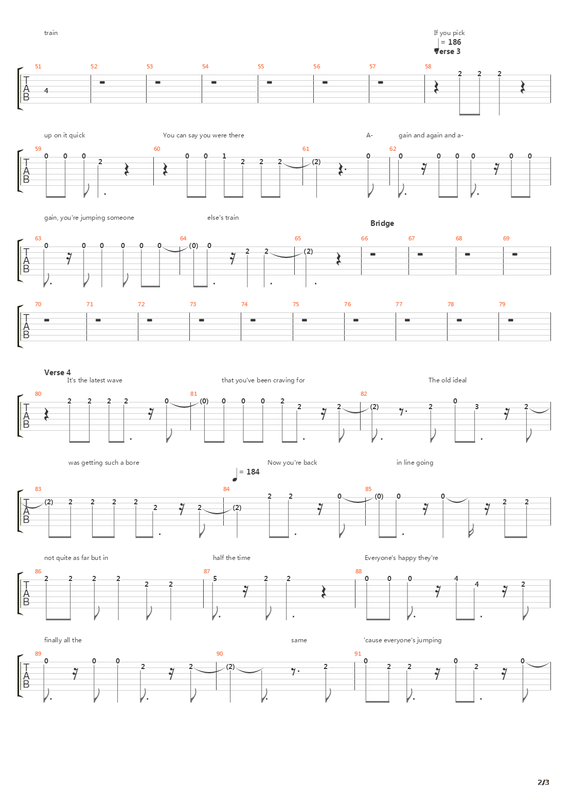 Jumping Someone Else's Train吉他谱