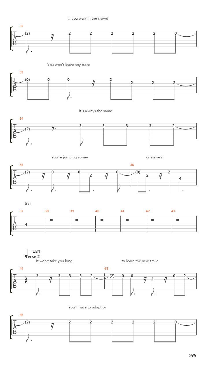 Jumping Someone Else's Train吉他谱