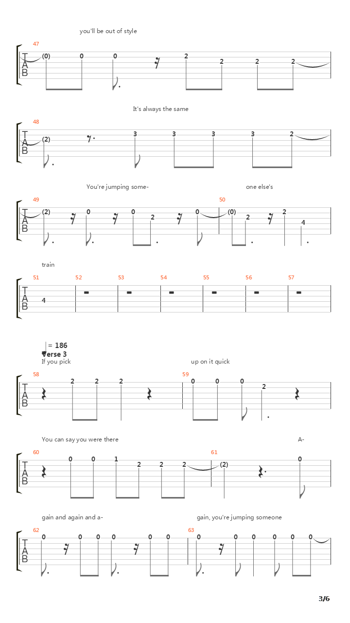 Jumping Someone Else's Train吉他谱