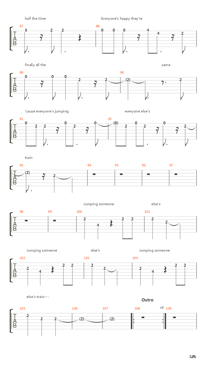 Jumping Someone Else's Train吉他谱