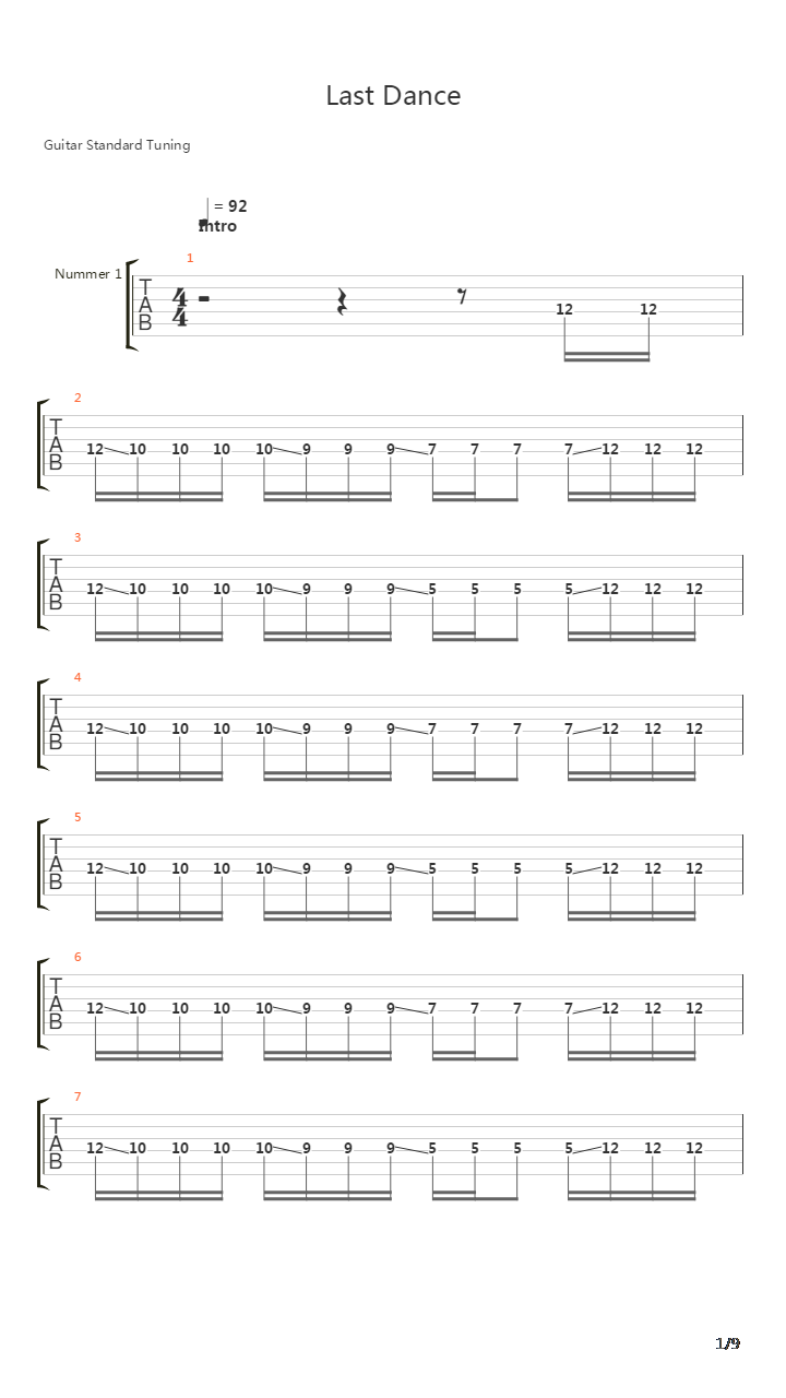 Last Dance吉他谱