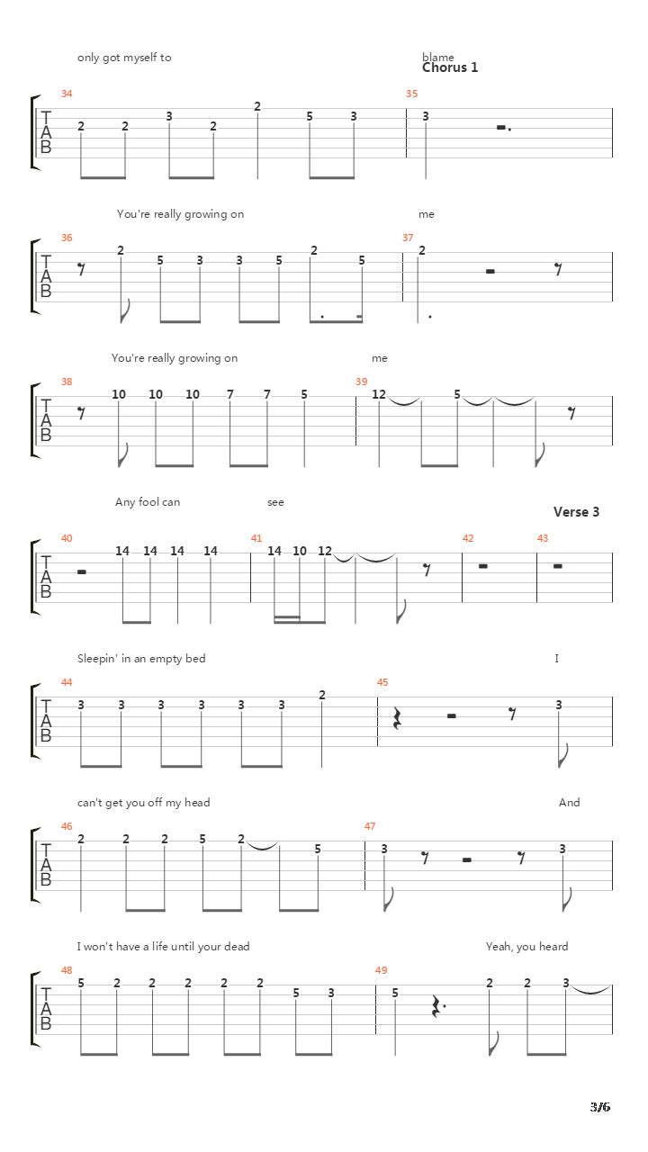 Growing On Me吉他谱