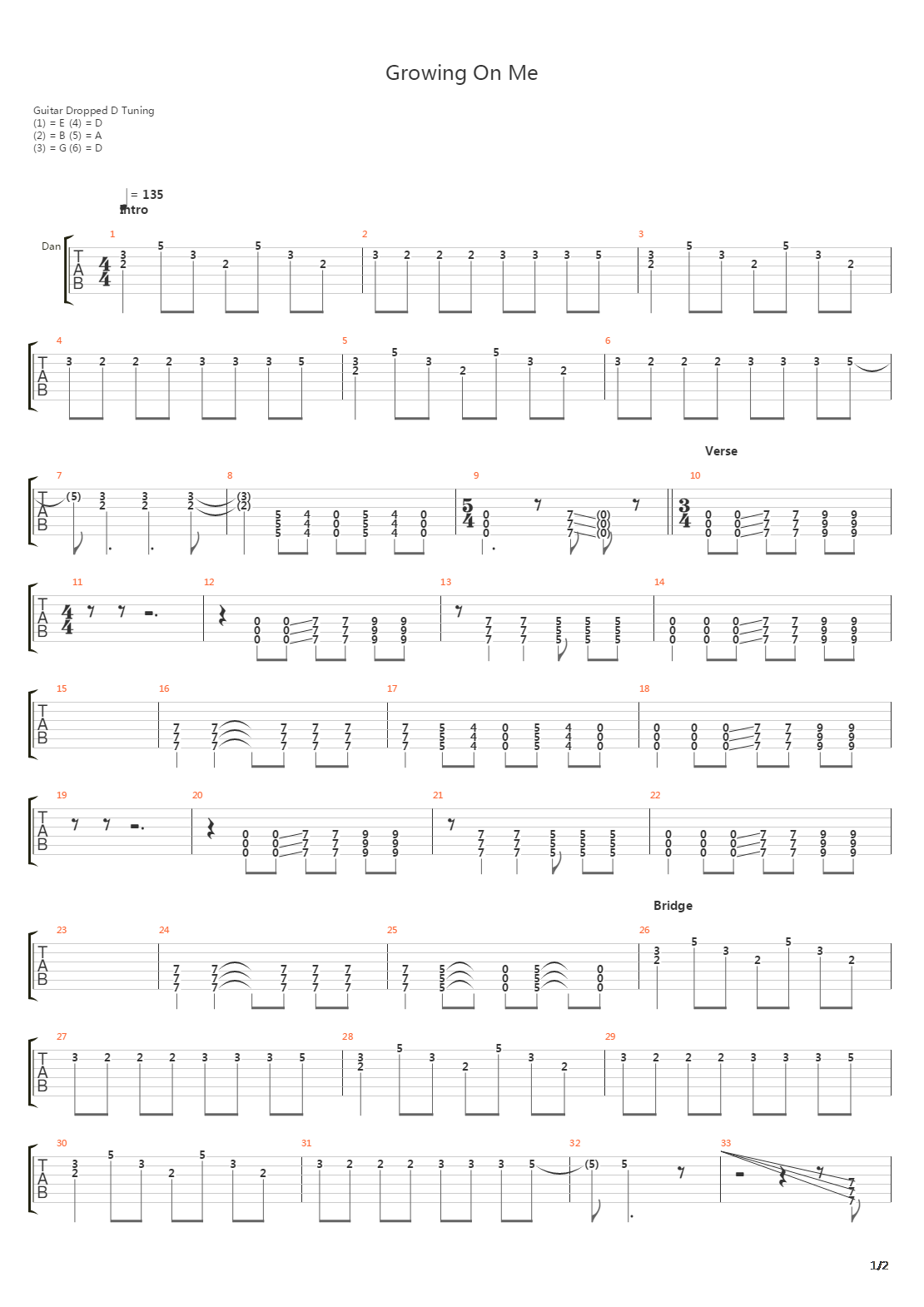 Growing On Me吉他谱