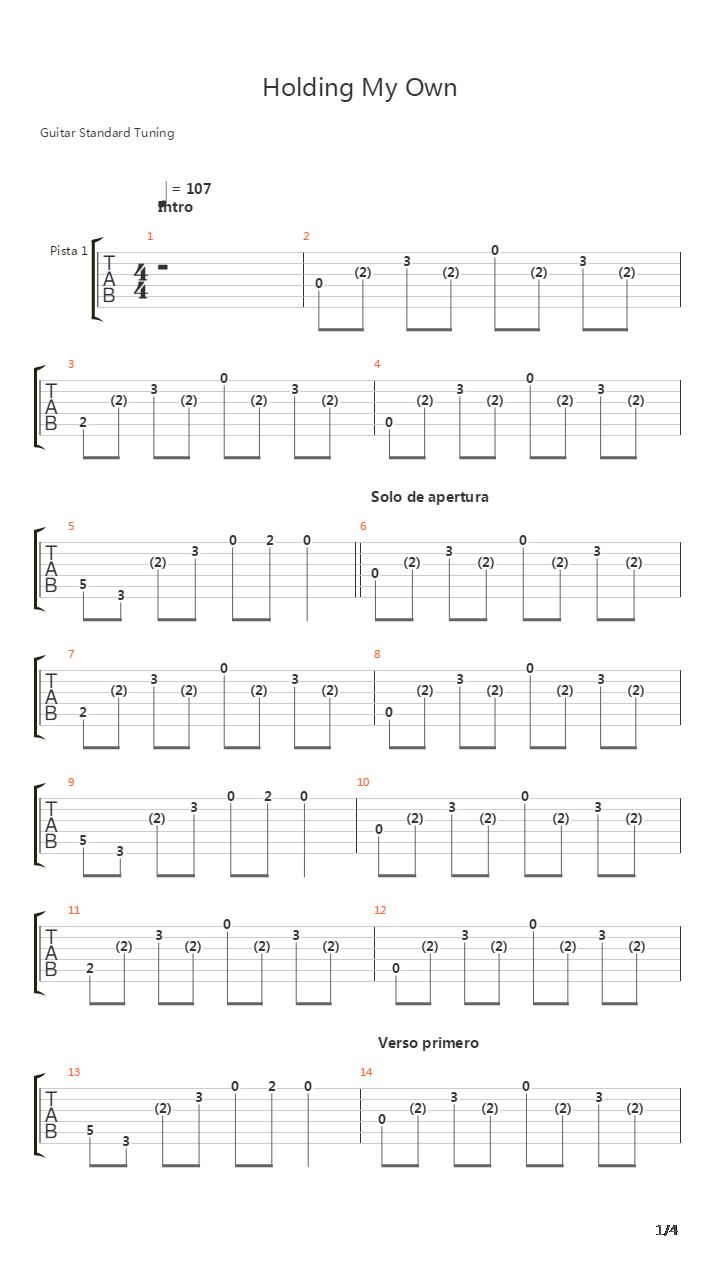 Holding My Own吉他谱