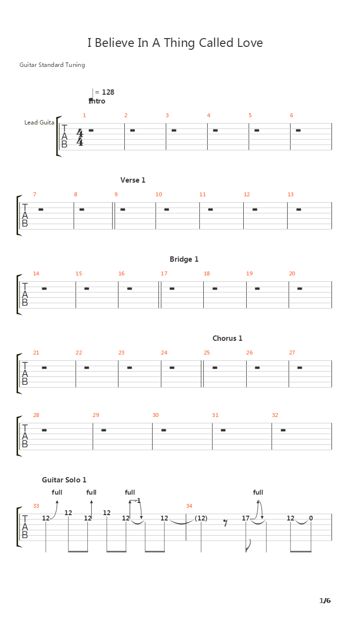 I Believe In A Thing Called Love吉他谱