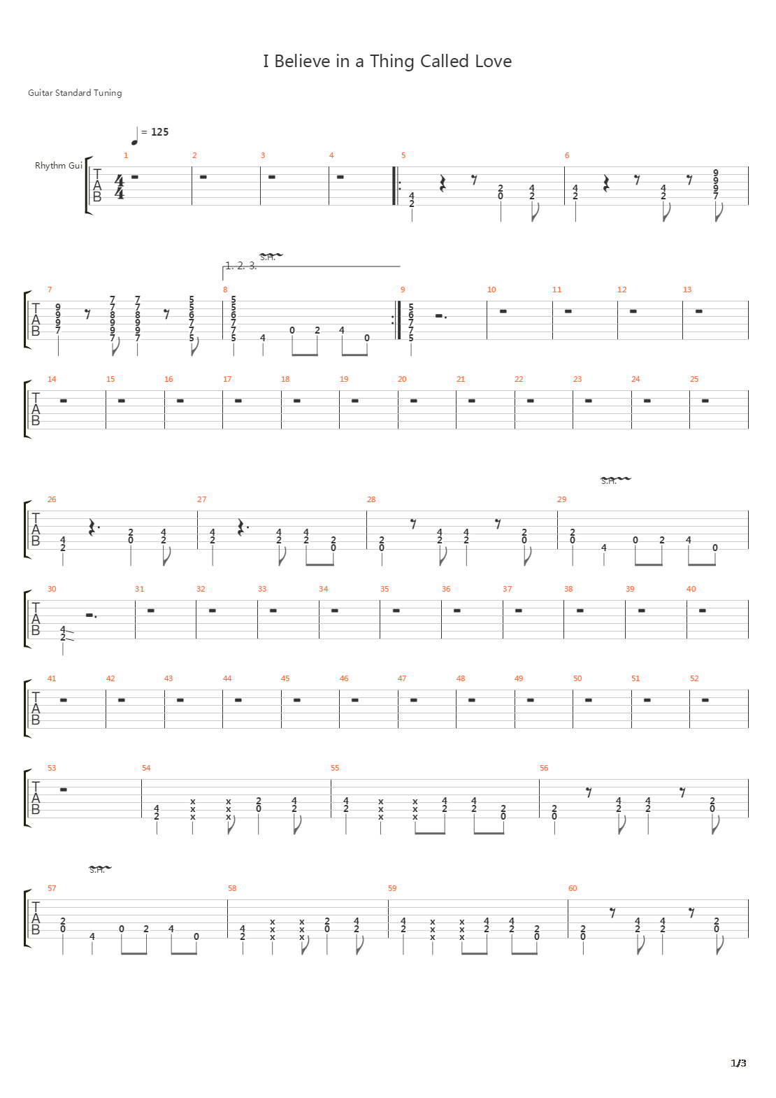 I Believe In A Thing Called Love吉他谱