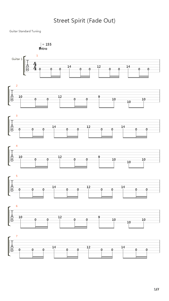 Street Spirit (fade Out)吉他谱