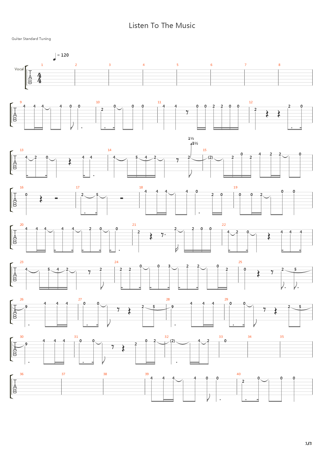 Listen To The Music吉他谱