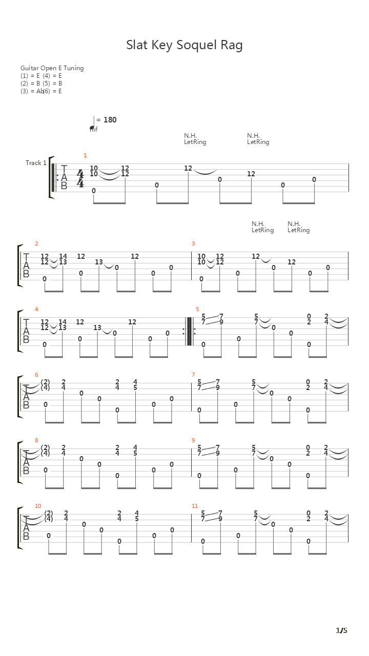 Slat Key Soquel Rag吉他谱