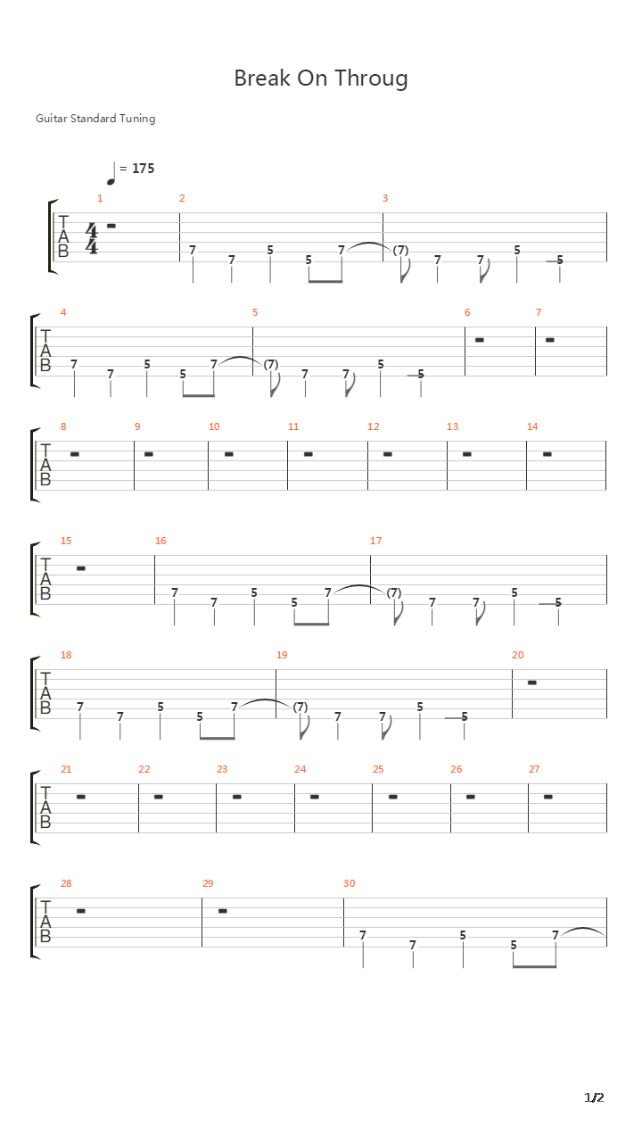 Break On Throug吉他谱