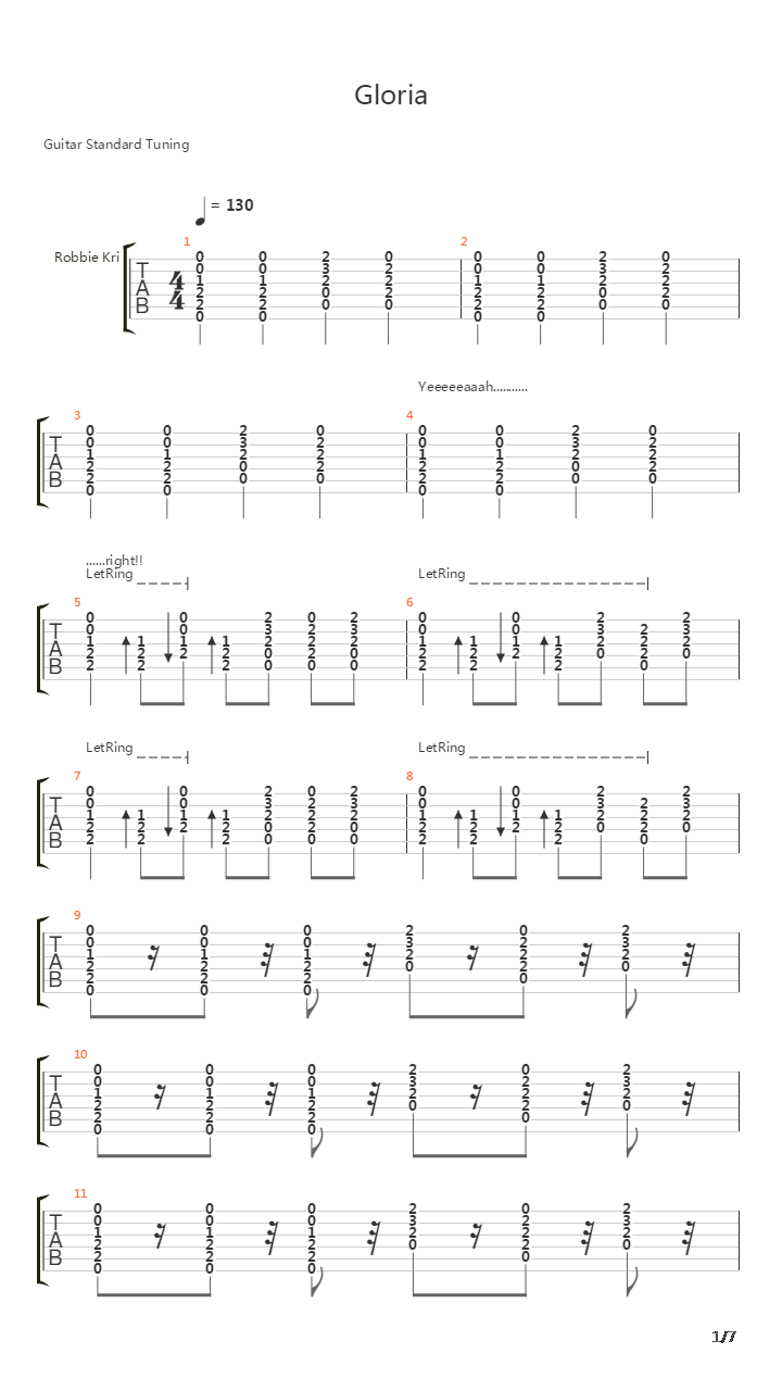 Gloria吉他谱