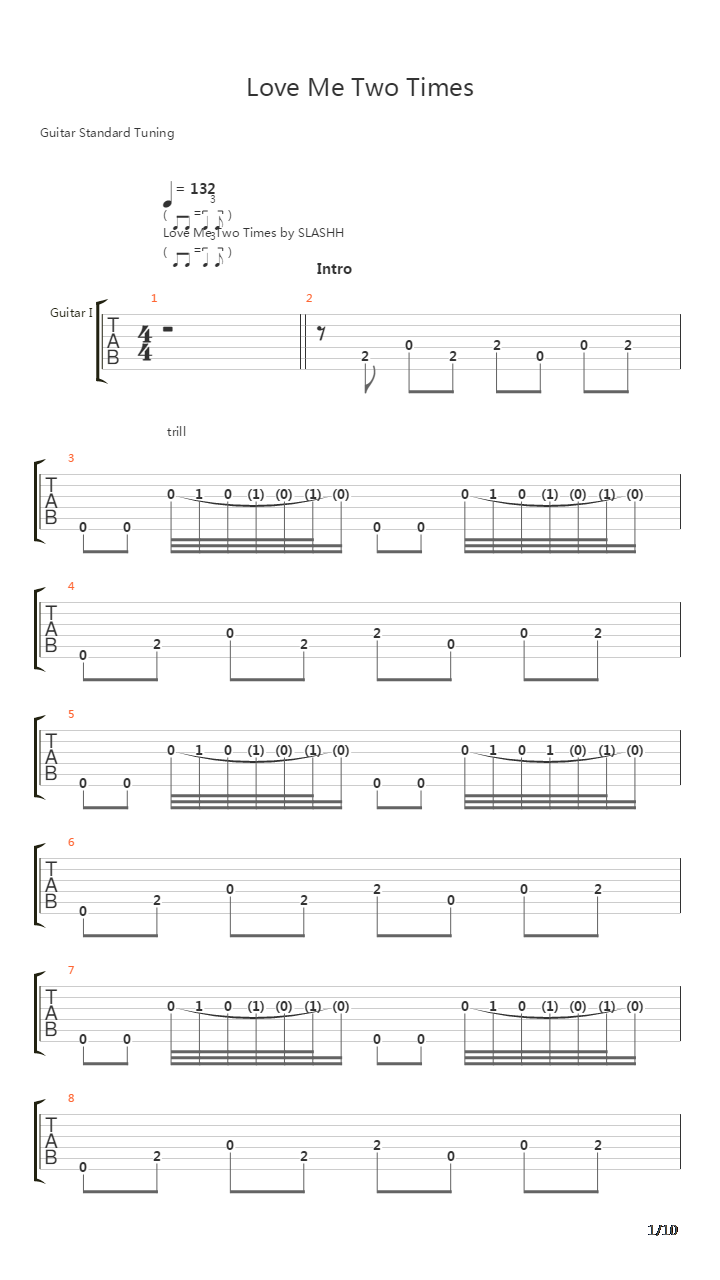 Love Me Two Times吉他谱