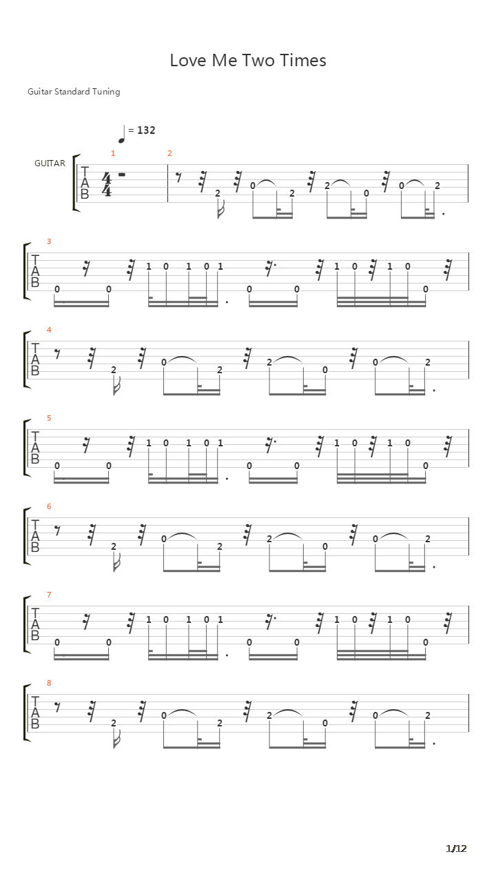 Love Me Two Times吉他谱