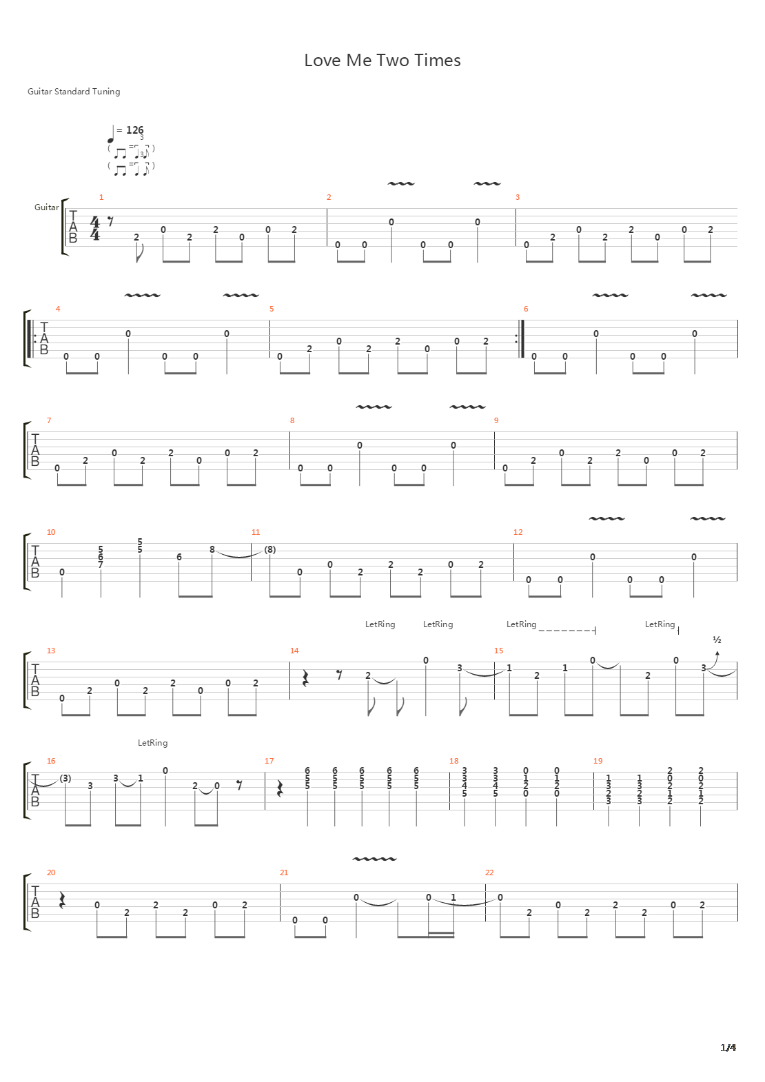 Love Me Two Times吉他谱