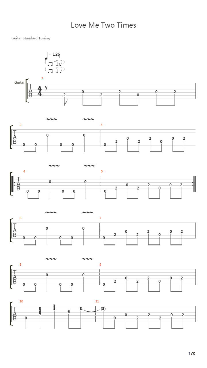 Love Me Two Times吉他谱