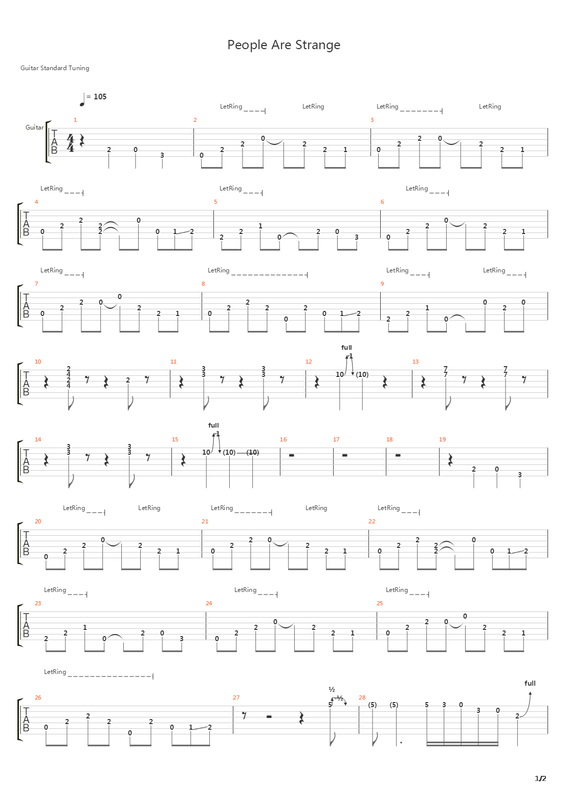 People Are Strange吉他谱
